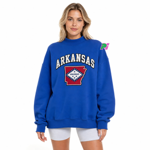 Sudadera Oversize de Cuello Alto para Mujer con Bordado del Mapa del Estado de Arkansas, Sudadera de Forro Polar para Otoño - Product Image 1