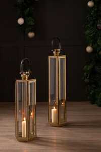 Lanterne à bougie en laiton doré avec cylindre en verre et anneau de poignée supérieure pour la décoration de la maison - Product Image 5