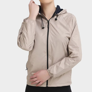 OEM Custom Womens Hooded Waterproof Windbreaker <b>Jacket</b> Sweat-Enhancing Lightweight Eco-Friendly Memory Fabric Gym <b>Workout</b> - Product Image 1