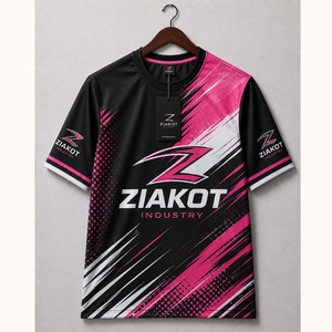 Camiseta Deportiva Negra, Rosa-Blanco, Personalizada para la Industria Ziakot, Venta al Por Mayor - Product Image 1