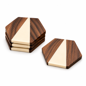 Posavasos Cuadrados de Madera Hechos a Mano con Rayas, Ecológicos, Decoración de Mesa para el Hogar y Vajilla de Comedor - Product Image 3