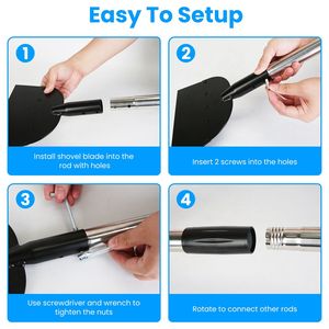 Pala para Nieve Plana de 53 Pulgadas, Raspador de Hielo de Acero al Manganeso, Herramienta para Remover Hielo de Caminos y Entradas, Limpieza de Jardines - Product Image 5