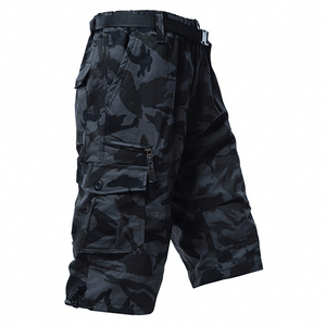 Pantalones Cortos Cargo de Color Sólido para Hombre, con Bolsillos, Cierre con Cordón, Estilo Workwear, Cintura Media, Material de Lona - Product Image 6