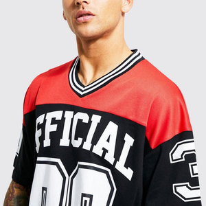 T-shirt court surdimensionné rouge pour homme avec impression du numéro 22, manches courtes, coupe sportive, jersey respirant, col rond - Product Image 6