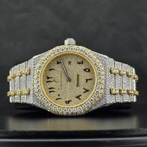 Reloj Mecánico Automático de Lujo para Hombre, Caja de Acero Inoxidable con Incrustaciones de Diamantes, Visualización de Fecha Analógica, Botón de Presión, Estilo Hip Hop, 41 mm, 20 mm - Product Image 1