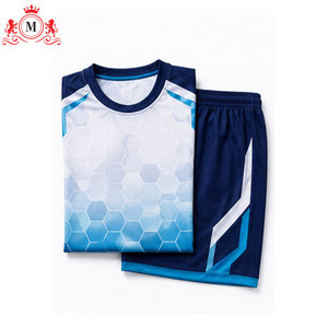ชุดเสื้อฟุตบอลสีน้ำเงินสำหรับผู้ชาย แบบซับลิเมชั่น พร้อมกางเกงขาสั้น ผ้าโพลีเอสเตอร์ระบายอากาศ ชุดฟุตบอลสำหรับผู้ใหญ่ ตรวจจับรอยตะเข็บ - Product Image 5
