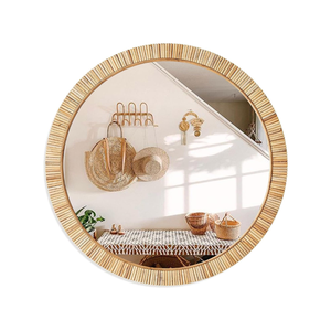 Wholesale Bohemian Rattan Round <b>Mirror</b> Wall Decor for Bedroom, Living Room, Vanity Factory Price Low MOQ from Vietnam - Product Image 1
