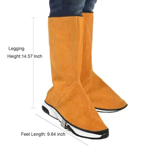 Couvre-chaussures de soudeur en cuir de vachette pleine fleur haute performance, résistant à l'abrasion, pour travaux lourds, vêtements de travail pour soudeurs - Product Image 2