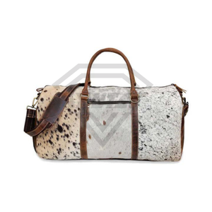 New Western Real Cowhide <b>Fur</b> Leather 2026 Arrival Customizable Waterproof Multi-Functional Travel Sport Men Duffel Bag Custom - Product Image 1
