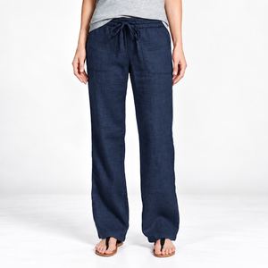 <b>White</b> Elastic Waist Cotton <b>Linen</b> Trouser <b>Pants</b> For Women Latest Customized Low Moq Affordable Price - Product Image 2