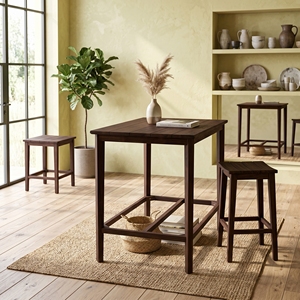 Table de bar en teck massif brun moderne, durable et écologique, idéale pour les bars à domicile, les salons et les hôtels. - Product Image 4
