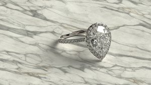 Milgrain Pear Halo Engagement <b>Ring</b> 18K Gold Plated Teardrop <b>Diamond</b> Solitaire <b>Ring</b> Micro Pave Band Fine Jewelry Gift for Women - Product Image 4