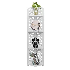 Mobiletto da Bagno a 4 Ripiani Daqing, Stile Intagliato, Impermeabile, Angolo di 120 Gradi, Bianco - Product Image 2