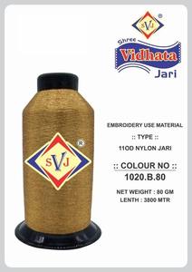 Fil de nylon métallisé argenté durable SHREE VIDHATA JARI 1020.B.80 110D 3800m pour l'industrie textile, broderie type MX, Guatemala - Product Image 2
