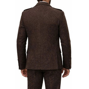 Ventoria Enterprises Men's <b>Brown</b> <b>Tweed</b> Argyle Kilt <b>Jacket</b> with Vest for Winter Scottish Wedding 220g Woolen Fabric - Product Image 2