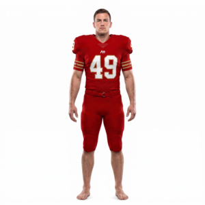 Ensemble d'uniformes de football américain personnalisés - Tissu en poly-spandex, sergé, coupe rétro ajustée, vêtements d'équipe pour hommes, OEM - Product Image 1