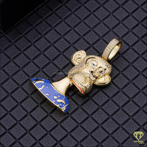 Colgante de dibujos animados con incrustaciones de diamantes en plata de ley 925 con piedras de moissanita VVS, joyería hip hop. - Product Image 6