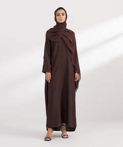 Solid Brown Long Sleeve Islamic <b>Abaya</b> for <b>Women</b> Custom Logo Plus Size Floor Length Spring Adult Muslim Hijab Clothing - Product Image 1
