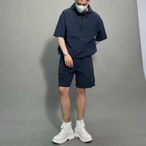 Custom High Quality Casual Reflective Stripe Embroidery Design Loose Mesh Lining Gym Short Nylon Windbreaker Short for Men - Product Image 6