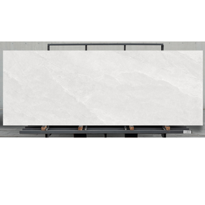 Dalles de porcelaine brillantes grand format pour plan de travail, aspect marbre blanc, panneau mural en pierre - Product Image 1