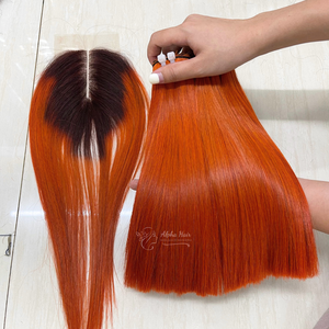 Extensions de cheveux raides d'os de donneur orange de 10 pouces cuticule alignée sans enchevêtrement pour la perruque de dentelle suisse pour les femmes hautes cheveux humains - Product Image 6