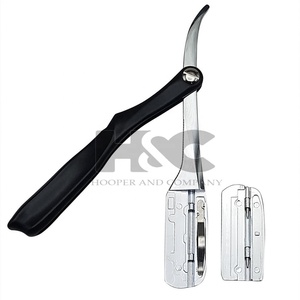 Oferta Especial: Navajas de Barbero con Logotipo Personalizado, Navaja Recta Plegable para Hombre, para Recortar la Barba, Mango Negro - Product Image 1