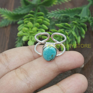 Natural Turquoise Gemstone 925 Sterling Silver <b>Ring</b> Handmade Adjustable Open Band Boho <b>Statement</b> <b>Ring</b> Women Jewelry for unisex - Product Image 6