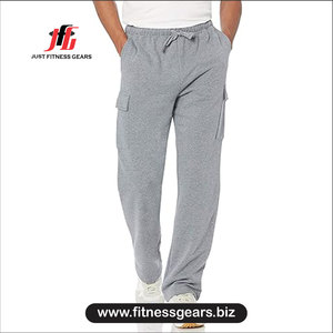 Pantalon de survêtement en coton pour homme, taille élastique avec cordon de serrage, pantalon de jogging décontracté avec poches latérales, idéal pour l'automne - Product Image 1