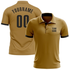 Camiseta de golf de alto rendimiento personalizada en negro y oro antiguo, la más vendida de la industria, venta directa al por mayor - Product Image 1