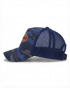 Casquette Trucker Camouflage Bleue avec Logo Personnalisé, Dos en Maille, Fermeture Snapback, Structurée 5 Panneaux, Visière Courbée, pour Sports de Plein Air et Baseball - Product Image 2