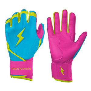 Blue Pink PU Leather Batting Gloves Padded <b>Hook</b> And Loop Closure Ambidextrous Unisex Adult Training - Product Image 4