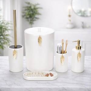 ชุดห้องน้ำเรซิ่นสีขาวมุกและสีทอง  แบบเป็นมิตรต่อสิ่งแวดล้อม  วาดลายด้วยมือ  สไตล์โมเดิร์น - Product Image 1