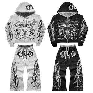 Conjunto Deportivo Flair con Sudadera con Capucha y Cremallera y Pantalones Deportivos Largos, Ropa Urbana Unisex para Adultos, Otoño, 100% Algodón Estampado - Product Image 1