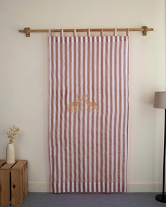 ชุดผ้าม่านลายทางพิมพ์ลายด้วยมือจากผ้าฝ้ายสำหรับตกแต่งบ้าน - Product Image 3