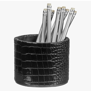 Crocodile Leather Pen Holders Leather Pen Holder, Brown Pencil Holder, Desktop Elegant Pen Holder for Desk, Stationery Organizer - Product Image 3