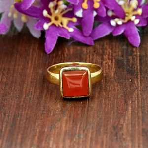18K Gold Vermeil Carnelian <b>Ring</b> Boho <b>Statement</b> <b>Ring</b> Handmade Gemstone Gift for Her - Product Image 1
