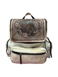 Vintage <b>Tooled</b> PU Leather Handmade Western Style Multi-Size Travel <b>Backpack</b> Premium Rucksack by HORZE N PET INTERNATIONAL - Product Image 2