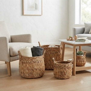 Cesta de Almacenamiento de Jacinto de Agua Natural al por Mayor, Hecha a Mano, Ecológica, de Mimbre, Organizador para el Hogar, Fabricante - Product Image 2