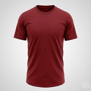 เสื้อยืดคอกลมแขนสั้นผู้ชาย ผ้าฝ้าย 100% สีพื้น ทรงปกติ ผ้าเจอร์ซีย์ถัก ย้อมสีเรียบ ดีไซน์เรียบง่าย - Product Image 1