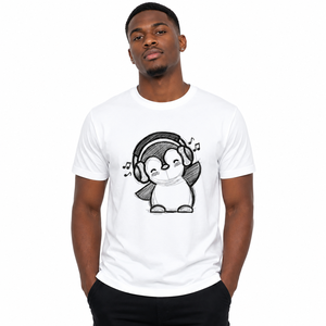 Camiseta Personalizada con Gráfico de Pingüino, Unisex, 100% Algodón, Cuello Redondo, Estilo Casual Urbano, Impresa, Venta al Por Mayor OEM - Product Image 4