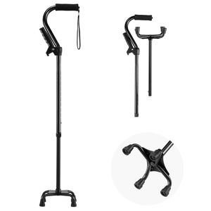 Bastone da Passeggio in Alluminio alla Moda, Regolabile a 10 Livelli di Altezza, Base Stabile a 4 Punte, Leggero e Portatile - Product Image 1