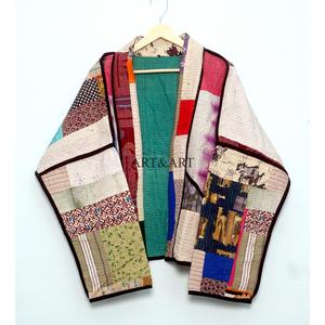 เสื้อแจ็คเก็ตผ้าฝ้ายถักสไตล์โบโฮสำหรับผู้หญิง ลายปักดอกไม้พิมพ์บล็อก ปิดกระดุม เป็นมิตรกับสิ่งแวดล้อม เหมาะสำหรับฤดูใบไม้ร่วงและฤดูหนาว - Product Image 5