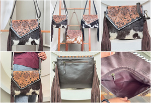 Bolso bandolera con flecos y sobres de cuero para mujer de alto rendimiento 2025, bolsos de hombro de piel de vaca de diseñador de lujo de alta calidad - Product Image 4
