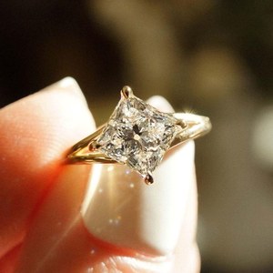 Lab Grown 2.50 CT Princess Cut Diamond Promise <b>Ring</b> For Women's With 14K Solid Gold Fine Anniversary Charm For Partners - Product Image 4