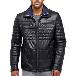 2025 New Wholesale Custom <b>Genuine</b> <b>Leather</b> <b>Jacket</b> for Men Unisex Pure <b>Leather</b> with Canvas Front Logo Direct - Product Image 4