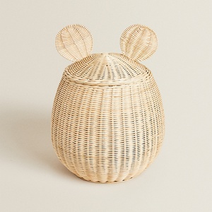 New Arrival Best Selling RATTAN <b>BASKET</b> WITH EARS Natural Rattan apple <b>Basket</b> Handmade in Viet Nam <b>Storage</b> Clothes Kid Toys - Product Image 5