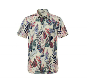 เสื้อเชิ้ตผู้ชายฮาวาย แขนสั้น ผ้าโพลีเอสเตอร์ทอลายดอกไม้ สไตล์ลำลอง ติดกระดุม สำหรับฤดูร้อนและชายหาด - Product Image 5