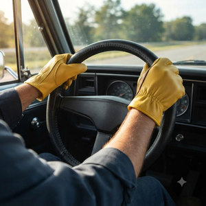 Heavy Duty Leather Work <b>Gloves</b> with Abrasion Resistance and Anti-Slip Palm for General Purpose Use - Product Image 3