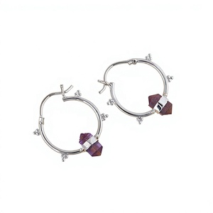 925 Sterling <b>Silver</b> Natural Amethyst Crystal <b>Hoop</b> <b>Earrings</b> Handmade Gemstone <b>Hoop</b> Double Point <b>Earrings</b> for Women - Product Image 2