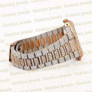 Luxury Wear Pass Diamond Rose Gold Two Tone Tester Cushion Dial D VVS Fully Iced Out Moissanite Diamond Hip Hop <b>Watch</b> For <b>Men</b> - Product Image 3